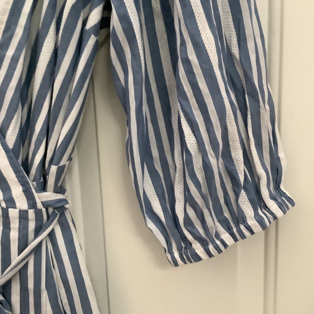 Tommy Hilfiger Women Blue Striped V-Neck Wrap Dress‎ Large - Picture 3 of 12